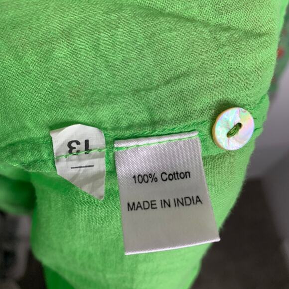 Banjanan Iris Floral Maxi Ruffle Tier Sleeveless Sheath Cotton Green Dress XS - Picture 13 of 16